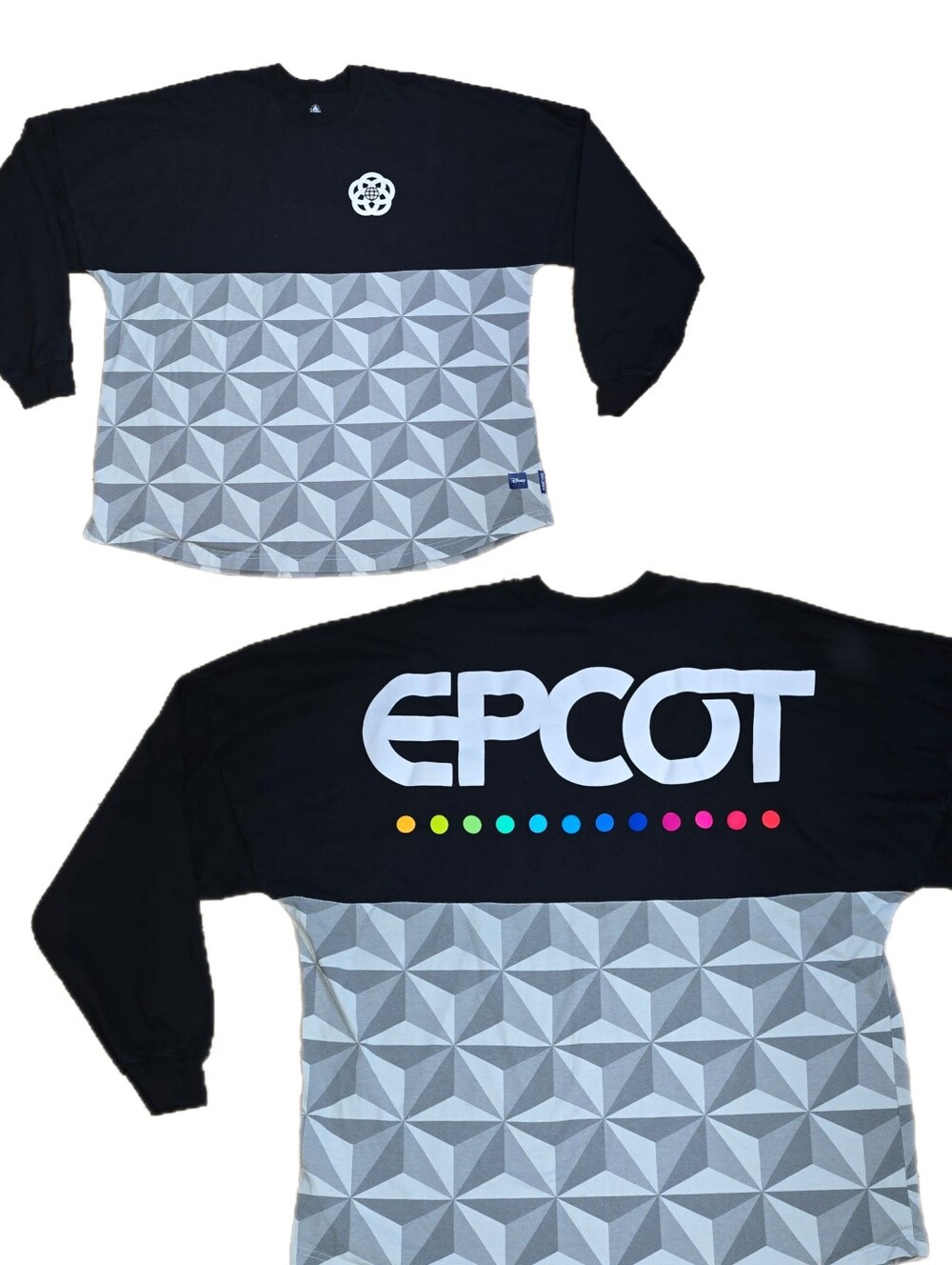 Disney EPCOT Spaceship Earth Spirit Jersey Long Sleeve Shirt Black Gray Size XXL